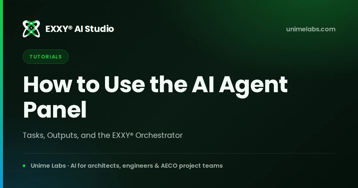 Bảng Agent EXXY AI Studio hiển thị bộ chọn Task và bộ chọn định dạng đầu ra