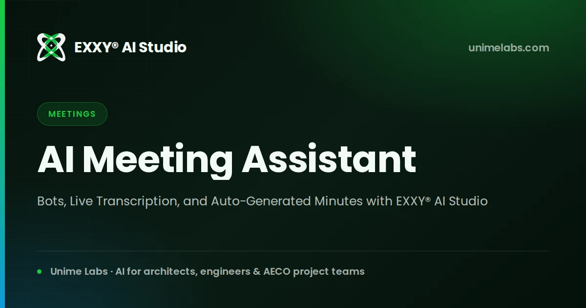 Meeting transcript with speaker labels and AI-generated action items